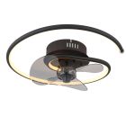 Ventilador de teto preto com design metálico, Lein, 30W, LED branco ajustável de quente a frio, com controle remoto.