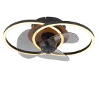Ventilador de teto Leif, design preto em metal, 24W, LED branco ajustável (de quente a frio), com controle remoto.