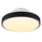 Ventilador de teto moderno preto em plástico, Madhavi, 40W, LED branco ajustável de quente a frio, com controle remoto.