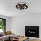 Ventilador de teto preto metálico, Maha, 36W, LED branco ajustável (de quente a frio), com controle remoto.