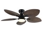 Ventilador de teto rústico marrom em metal, Naduah, 22W, interruptor LED branco, com controle remoto.