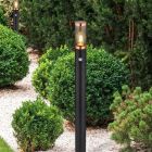Candeeiro de pé exterior com sensor de movimento preto de aço inoxidável, Ishara, IP44