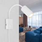 Candeeiro de parede com tomada branco de metal, Roelof, com interruptor