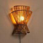 Aplique de parede de rattan castanho, Tasman, com interruptor
