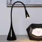 Candeeiro de secretaria moderno preto, Zozy, 3W, LED 3000K, com dimmer tátil