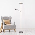 Candeeiro de leitura de pé moderno cromo, Zenith, 20W, LED 3000K