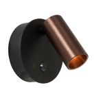 Candeeiro de parede recarregável moderno castanho, Toni, 2W, LED white switch, com dimmer tátil