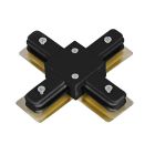 Conector em forma de X para iluminação de trilho monofásica, preto