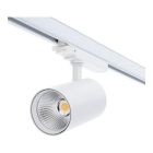Refletor trifásico branco para trilho, em alumínio, Rozina, 10W/20W/30W, com interruptor LED branco.