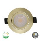 Luminária de embutir em alumínio com acabamento em latão, modelo Maite, 7W, LED branco com interruptor, IP65.