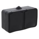 Tomada dupla Q-Link, de sobrepor, SCHUKO, resistente a respingos, horizontal