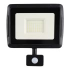 Holofote com sensor de movimento preto de alumínio, Miro, 50W, LED 6000K, IP65