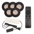 Foco de encastrar de veranda de alumínio preto, Dico, 3W, LED 2700K, IP65, com comando à distância