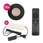 Foco de encastrar de veranda de alumínio preto, Dico, 3W, LED 2700K, IP65, com comando à distância