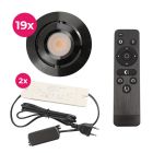 Foco de encastrar de veranda de alumínio preto, Rona, 3W, LED 2700K, IP44, com comando à distância