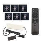 Foco de encastrar de veranda de alumínio preto, Rona, 18W, LED 2700K, IP44, com comando à distância