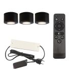 Aplique de teto de veranda de alumínio preto, Vasso, 9W, LED 2700K, IP44, com comando à distância