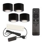 Aplique de teto de veranda de alumínio preto, Vasso, 12W, LED 2700K, IP44, com comando à distância