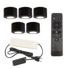 Aplique de teto de veranda de alumínio preto, Vasso, 15W, LED 2700K, IP44, com comando à distância