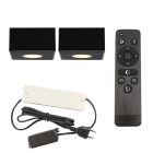 Aplique de teto de veranda de alumínio preto, Fredo, 6W, LED 2700K, IP44, com comando à distância