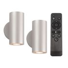 Candeeiro up down de alumínio prateado, Salar, 3W, LED 2700K, IP44, com comando à distância