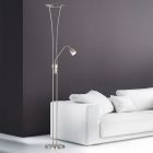 Candeeiro de pé clássico níquel, Stijn, 20W, LED 3000K, com interruptor