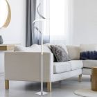 Candeeiro de pé moderno níquel, Aby, 11W, LED 3000K, com dimmer tátil