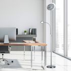 Candeeiro de pé moderno níquel, Benny, 18W, LED 3000K, com dimmer tátil