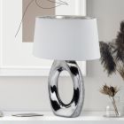 Candeeiro de mesa de cerâmica prateado, Moldrup, com interruptor