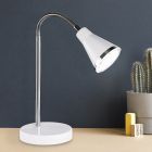 Candeeiro de secretaria de plástico branco, Taimi, 3,8W, LED 3000K, com interruptor