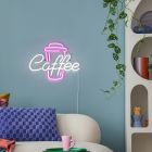 Aplique de parede de plástico transparente, Coffee, 5W, LED rosa, com interruptor