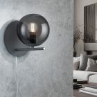 Aplique de parede moderno antracite, Silkis, com interruptor