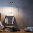 Candeeiro de leitura de pé moderno preto, Bilge, 12W, LED com tonalidade de luz ajustável, com dimmer tátil
