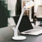 Candeeiro de secretaria moderno branco, Lindi, 5W, LED ajustável de branco quente a branco frio, com dimmer tátil