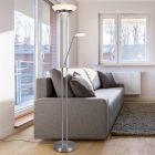 Candeeiro de leitura de pé moderno níquel, Fredrika, 27W, LED 3000K, com dimmer tátil