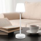 Candeeiro de mesa recarregável de plástico branco, Suman, 2W, LED ajustável de branco quente a branco frio, IP44, com dimmer tátil