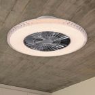 Ventilador de teto cromado, Damon, 40W, LED branco ajustável (de quente a frio), com controle remoto.