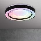 Plafon moderno preto, Navin, 22W, LED RGBW, com comando à distância