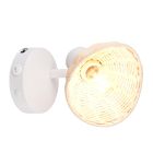 Aplique de parede de rattan castanho, Sijmen, com interruptor