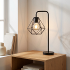 Candeeiro de mesa preto industrial, Jochem, com interruptor