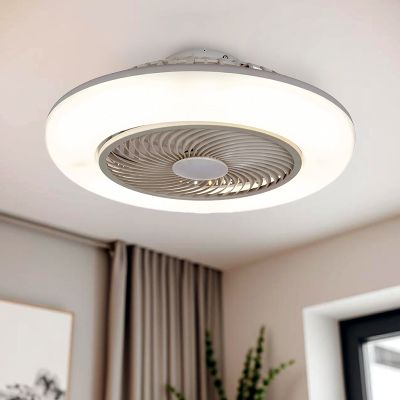 Ventilador de teto moderno cinza, Hale, 40W, LED 3000K, com controle remoto.