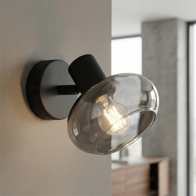 Foco de parede preto design, Skip, com interruptor