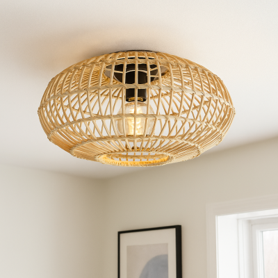 Plafon de rattan castanho, Emilio