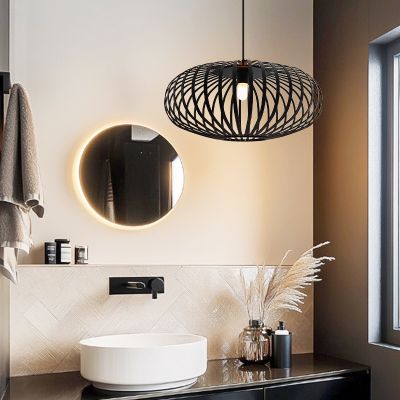Candeeiro suspenso para casa de banho preto industrial, Lieve, IP44