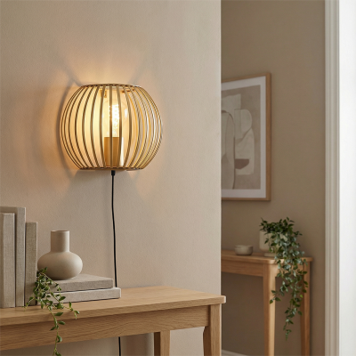 Aplique de parede dourado industrial, Lieve, com interruptor