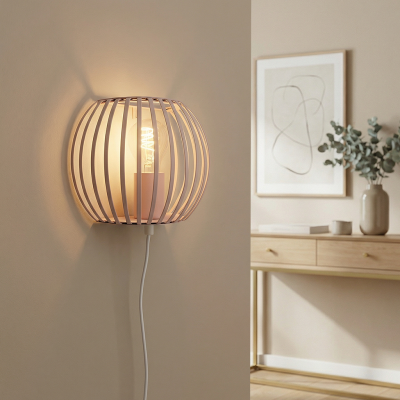 Aplique de parede bege industrial, Lieve, com interruptor