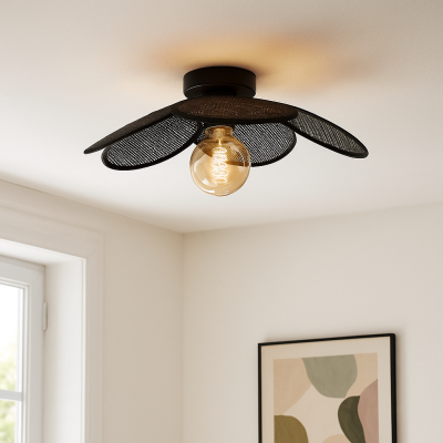 Candeeiro de teto de rattan preto, Rowen