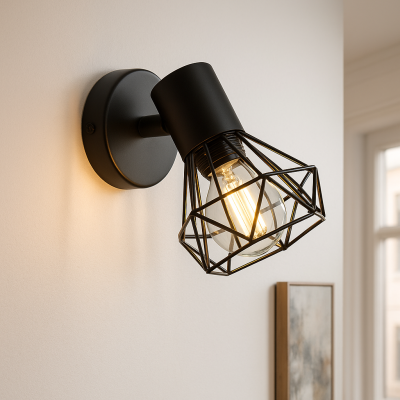 Foco de parede preto industrial, Jaylano