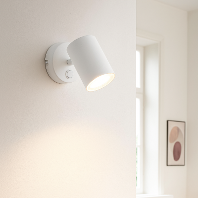 Foco de parede branco moderno, Elena, com interruptor