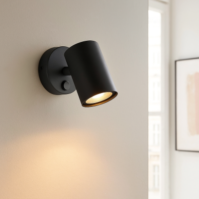 Foco de parede preto moderno, Elena, com interruptor